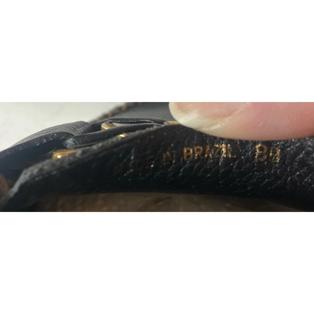 TALBOTS Loafers Pebble Leather Black Kitten Heel Women's Sz 8B Brazil Office EUC